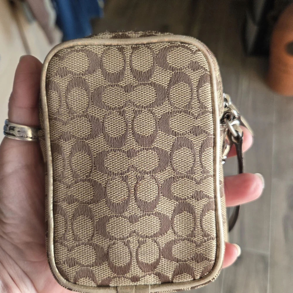 Coach Tan and Brown Signature Pouch - Picture 3 of 6